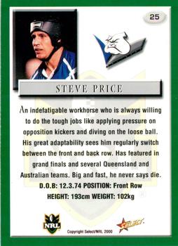 2000 Select #25 Steve Price Back